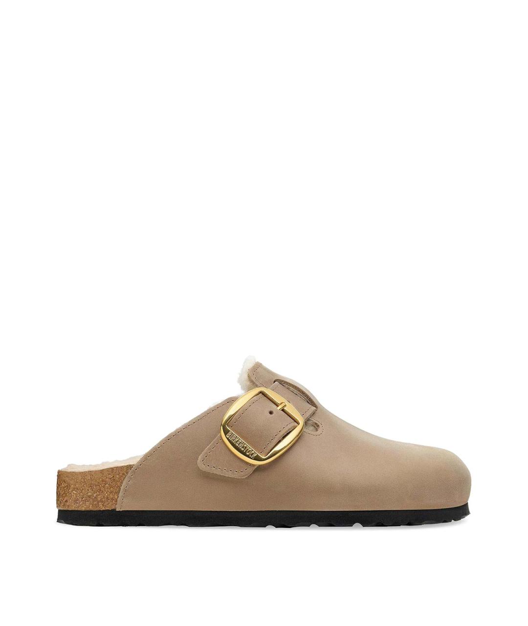BIRKENSTOCK Бежевые кожаные мюли, фото 1