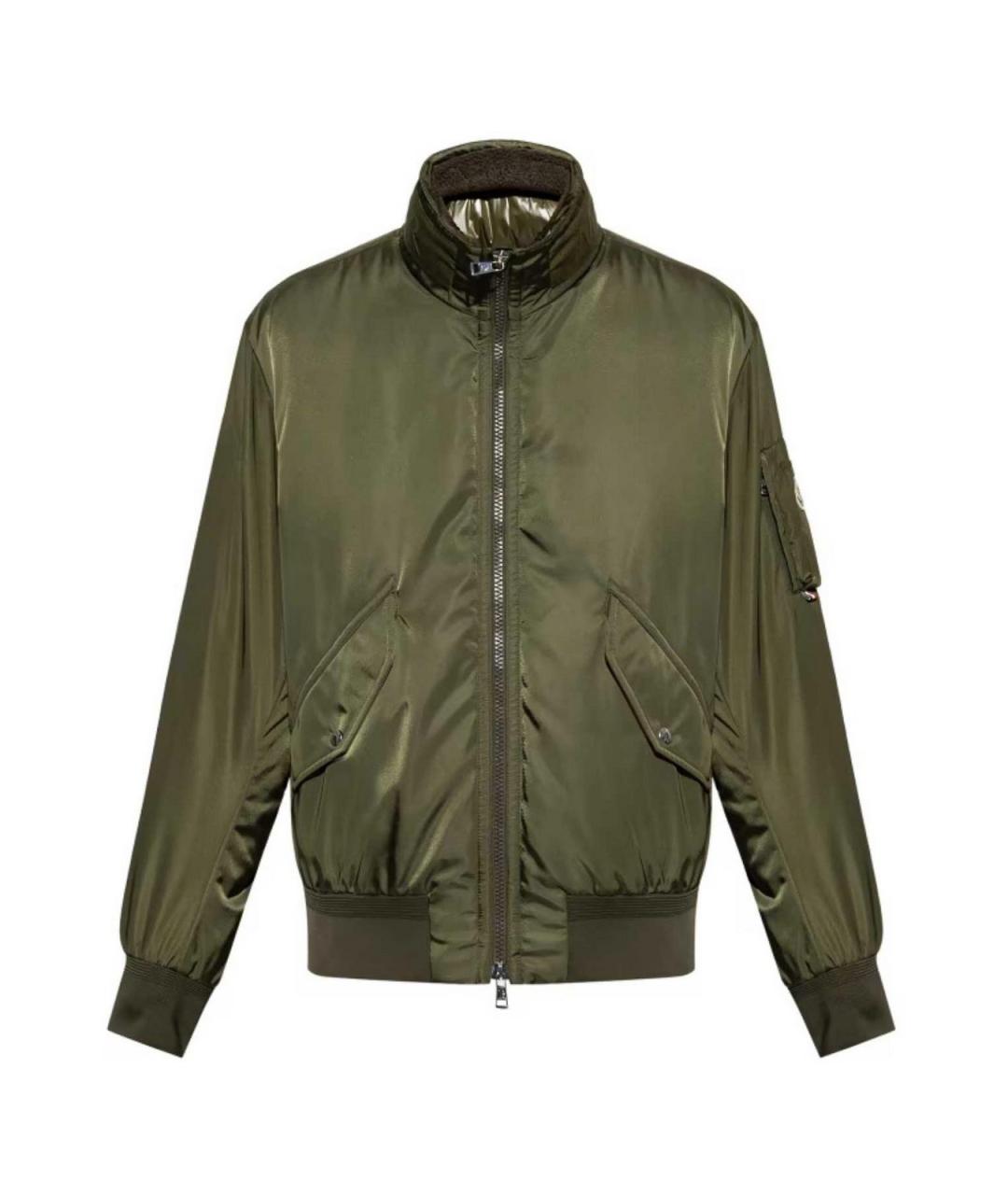 MONCLER Зеленая полиэстеровая куртка, фото 1