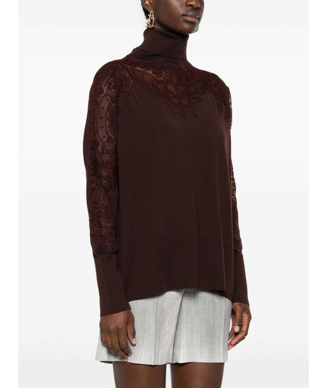 ERMANNO SCERVINO Коричневая шерстяная водолазка, фото 3