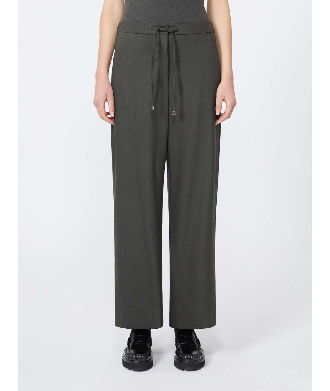 'S MAX MARA Зеленые шерстяные спортивные брюки и шорты, фото 3
