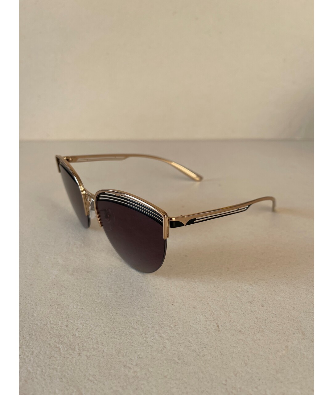 BULGARI Золотые металлические солнцезащитные очки, фото 3