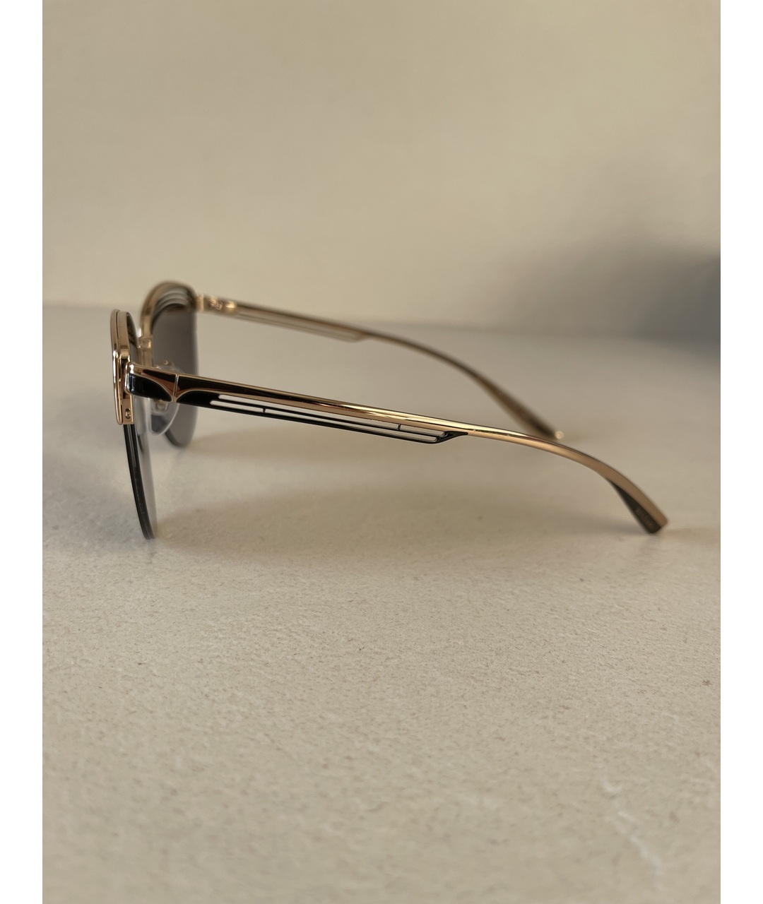 BULGARI Золотые металлические солнцезащитные очки, фото 4