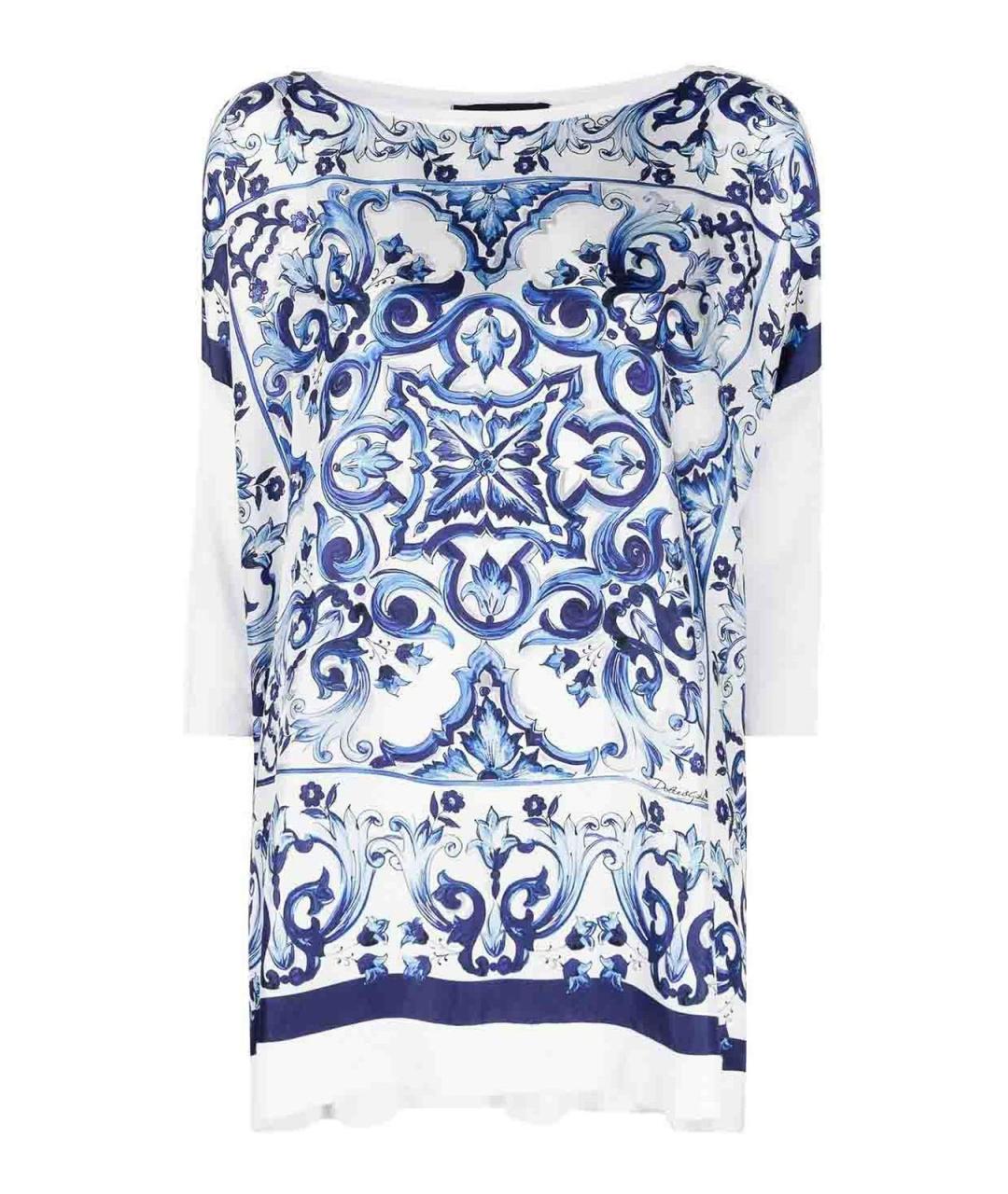 DOLCE&GABBANA Синяя шелковая блузы, фото 1