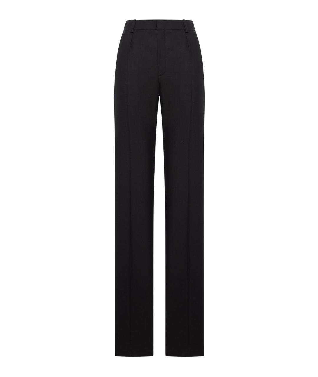 SAINT LAURENT Черные шерстяные прямые брюки, фото 1