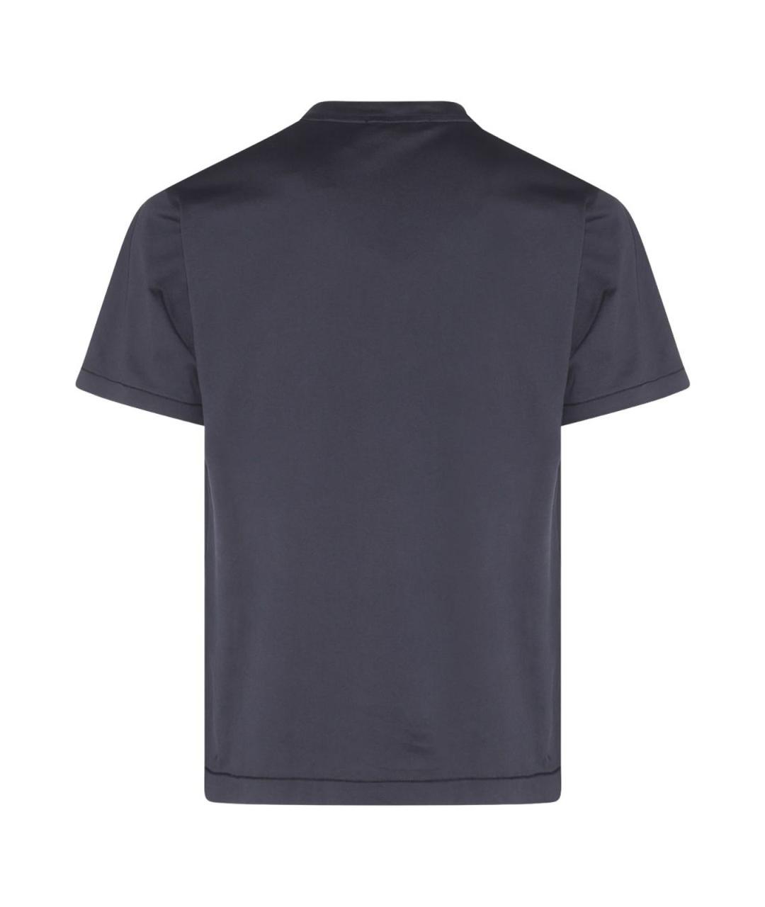 STONE ISLAND Темно-синяя хлопковая футболка, фото 3