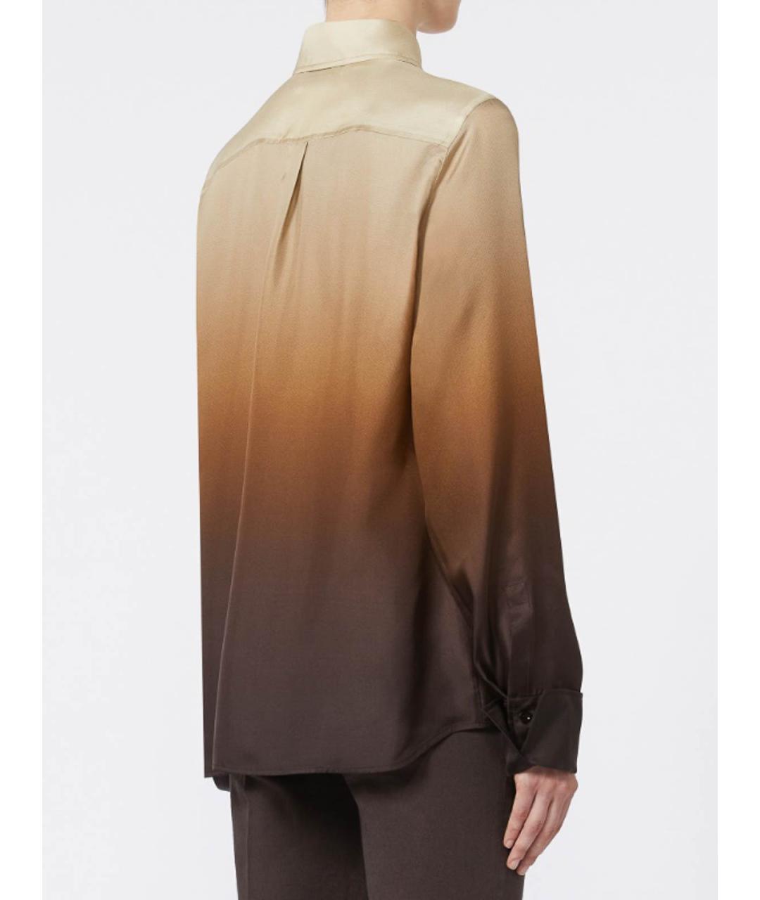 SPORTMAX Коричневая шелковая рубашка, фото 4