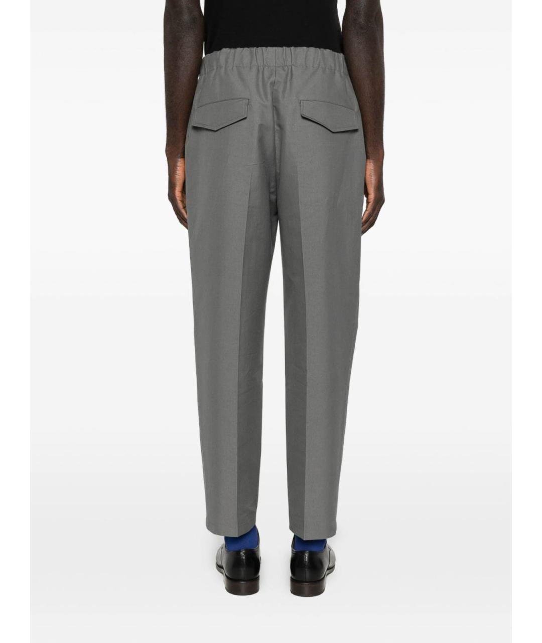 JIL SANDER Серые хлопковые повседневные брюки, фото 4