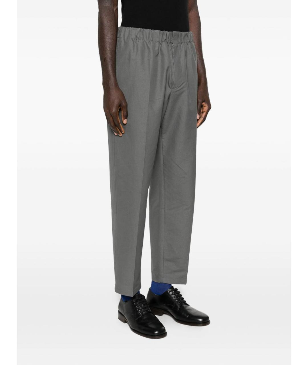 JIL SANDER Серые хлопковые повседневные брюки, фото 3
