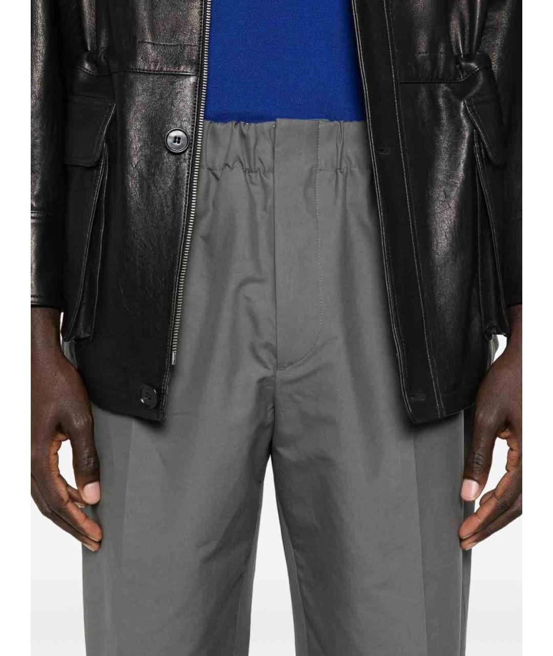 JIL SANDER Серые хлопковые повседневные брюки, фото 2