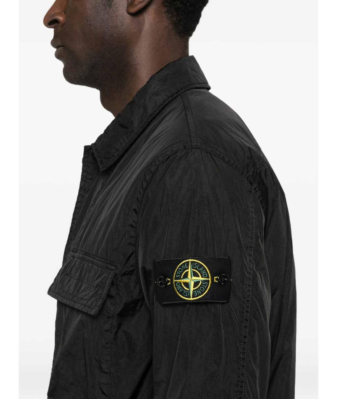 STONE ISLAND Черная хлопковая куртка, фото 3