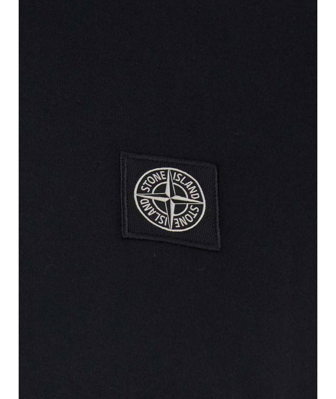 STONE ISLAND Черное хлопковое поло с коротким рукавом, фото 2