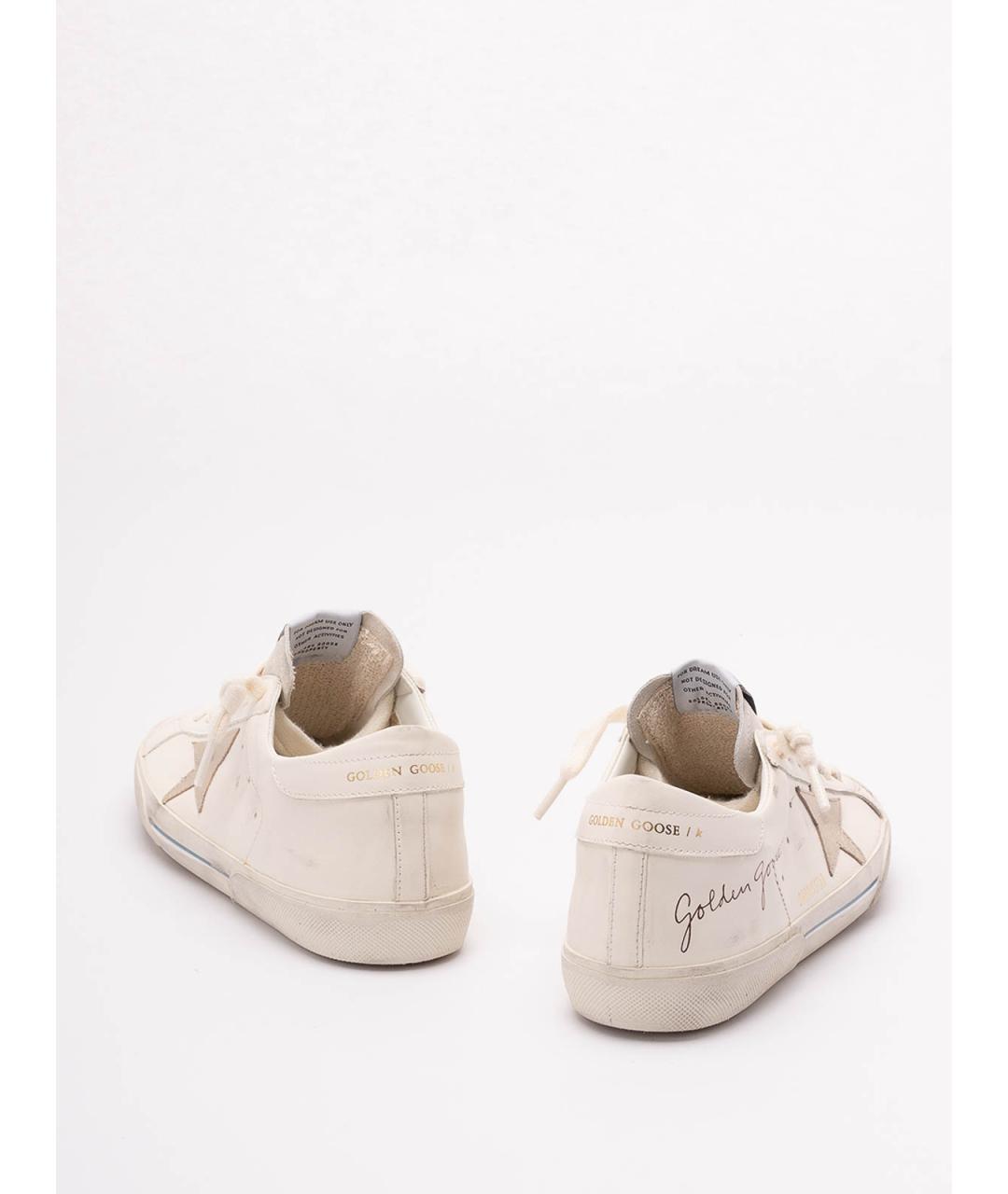 GOLDEN GOOSE Белые кожаные низкие кроссовки / кеды, фото 3