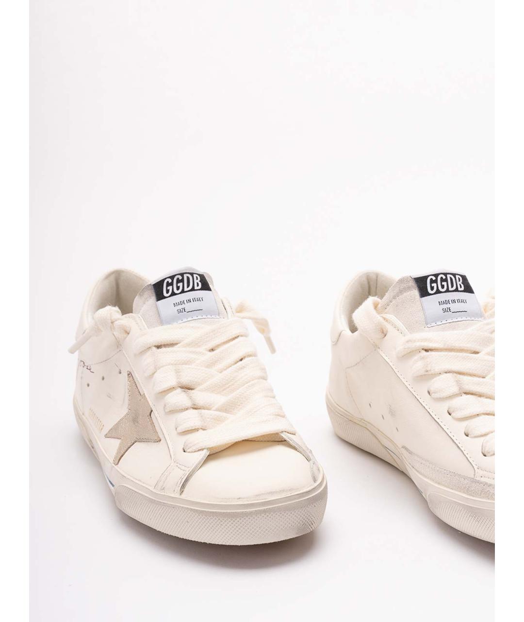 GOLDEN GOOSE Белые кожаные низкие кроссовки / кеды, фото 5