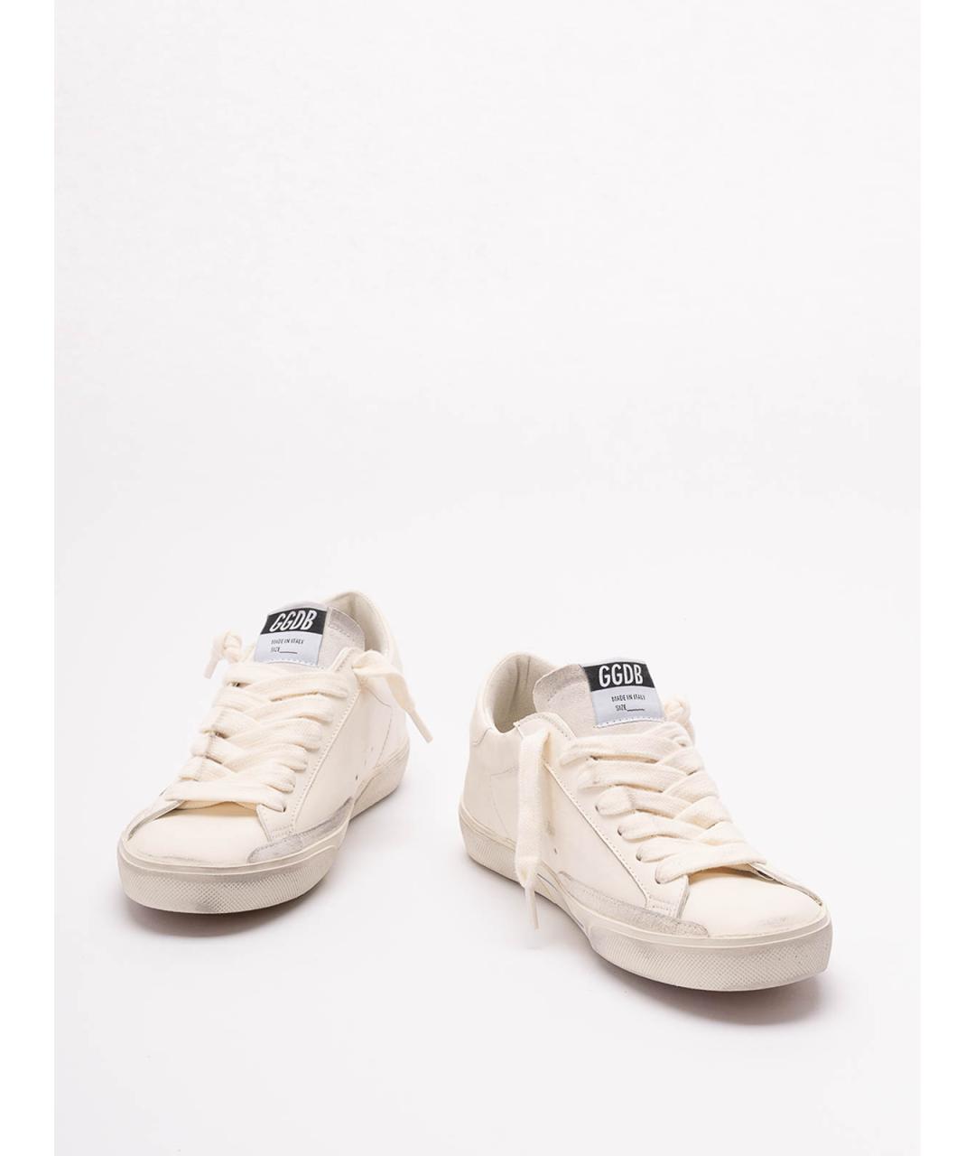 GOLDEN GOOSE Белые кожаные низкие кроссовки / кеды, фото 2