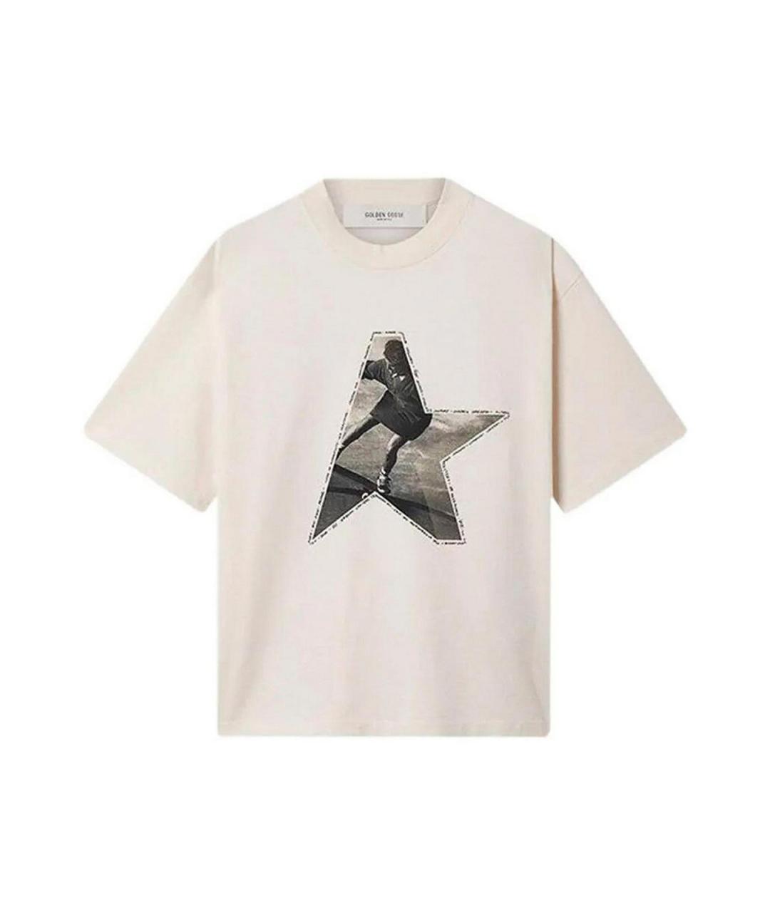 GOLDEN GOOSE Бежевая хлопковая футболка, фото 1