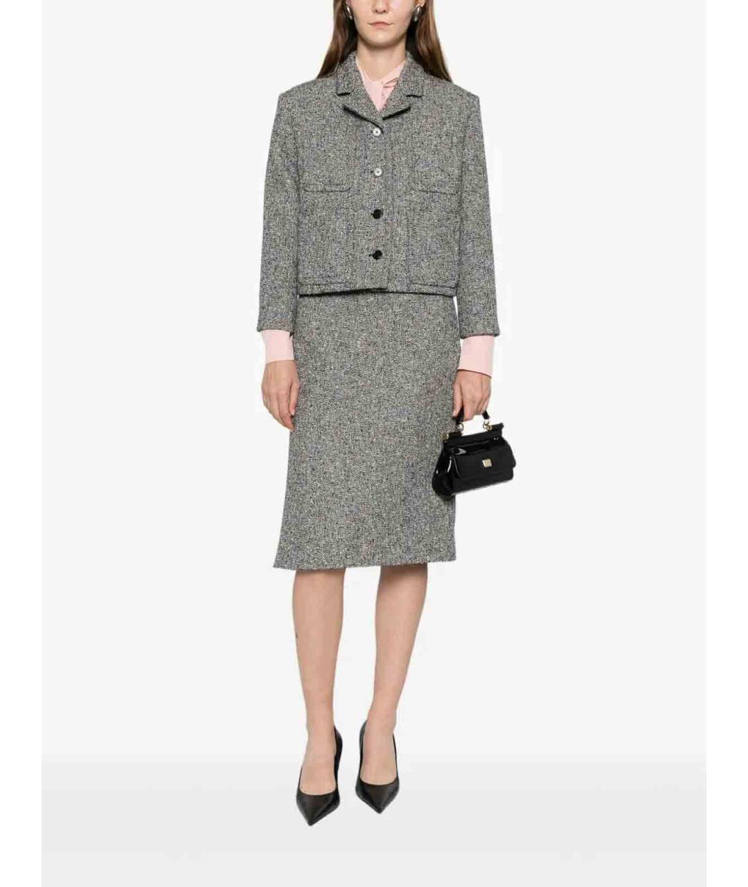 GUCCI Серая шерстяная юбка миди, фото 2