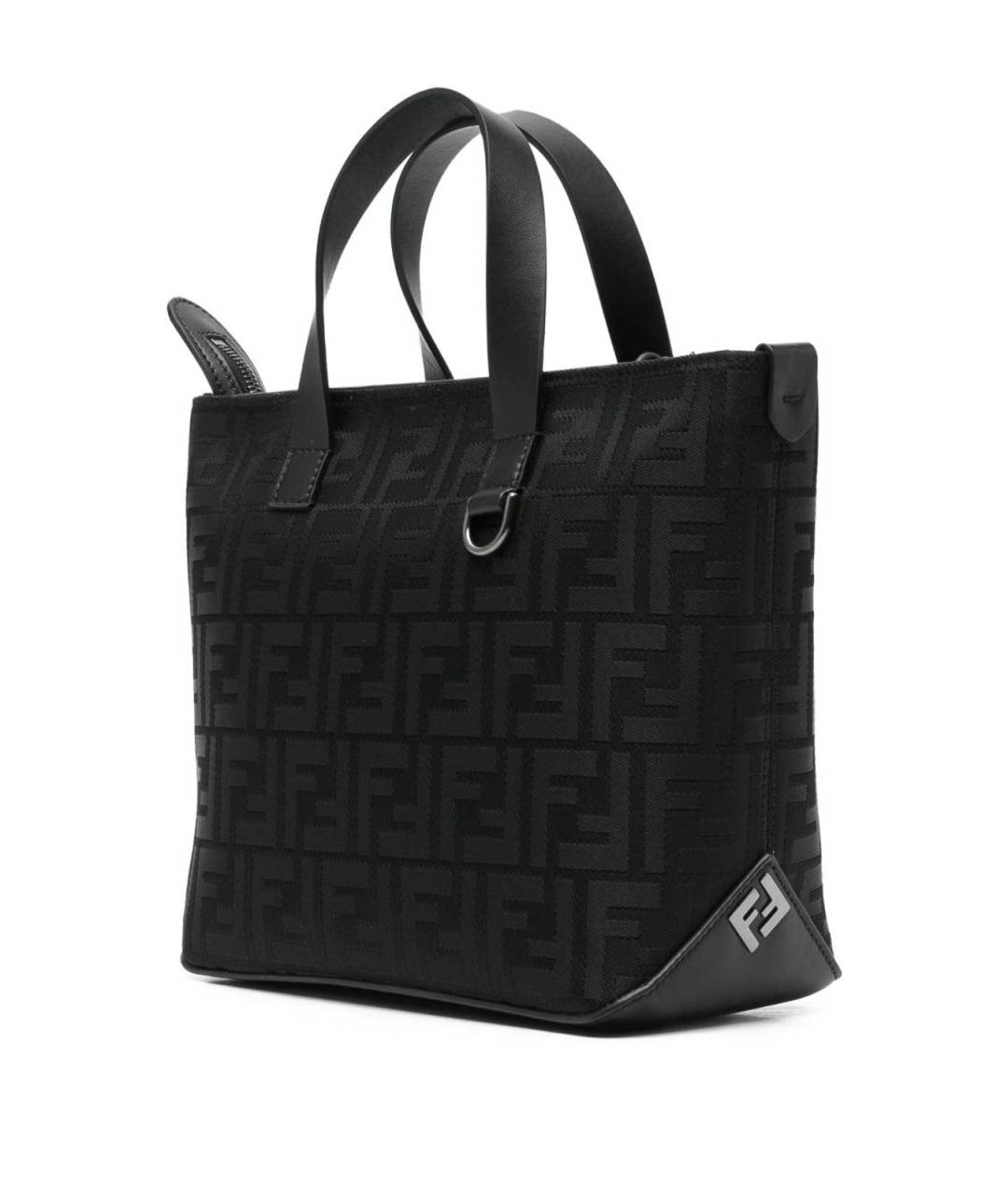 FENDI Черная жаккардовая сумка тоут, фото 4
