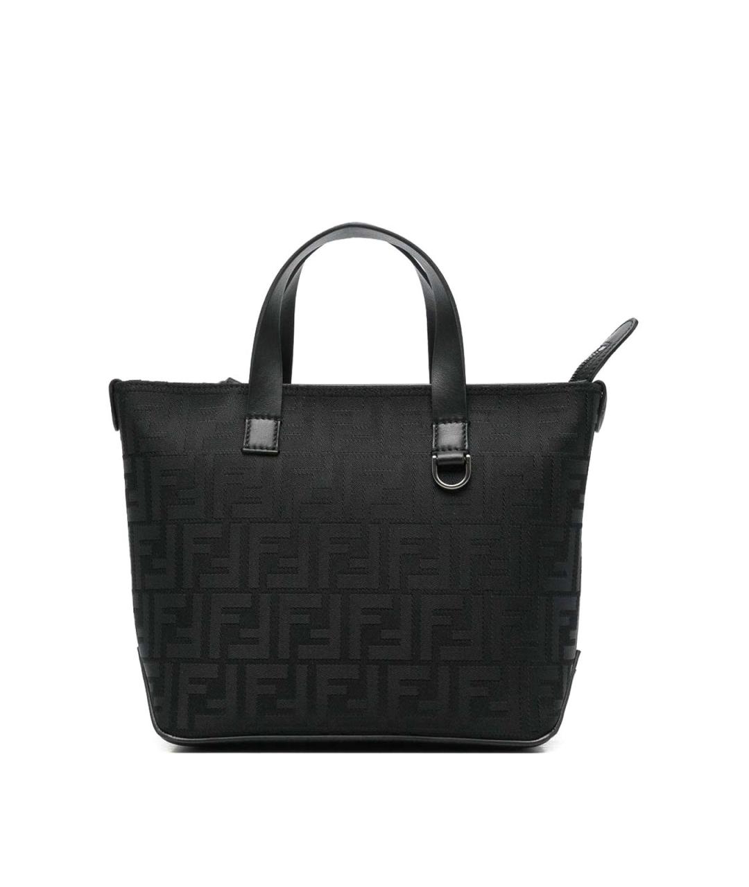 FENDI Черная жаккардовая сумка тоут, фото 1