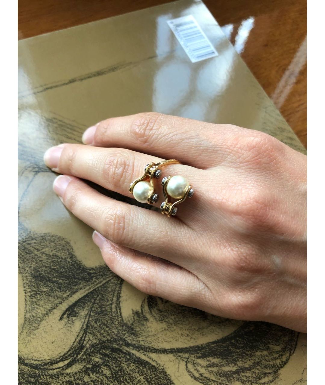 LOUIS VUITTON PRE-OWNED Золотое жемчужное кольцо, фото 4