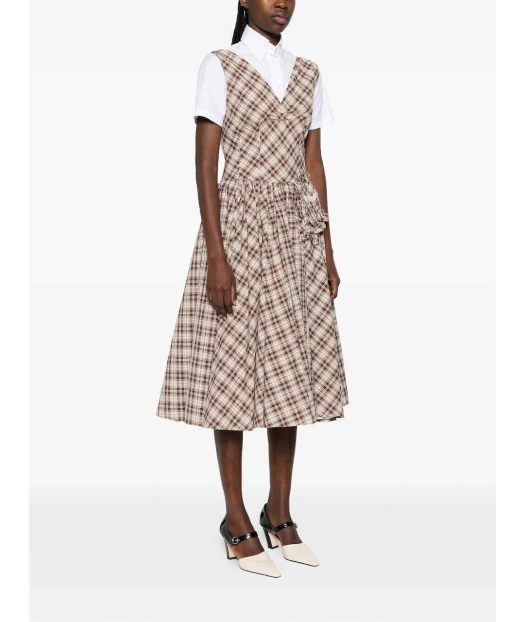 PRADA Коричневое хлопковое повседневное платье, фото 3