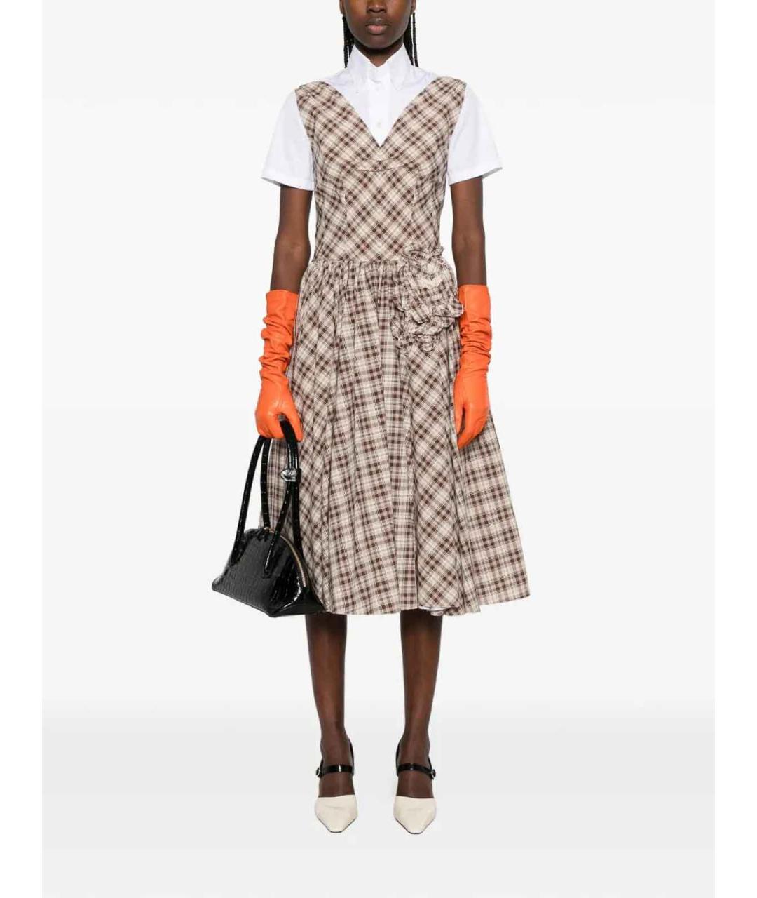 PRADA Коричневое хлопковое повседневное платье, фото 2