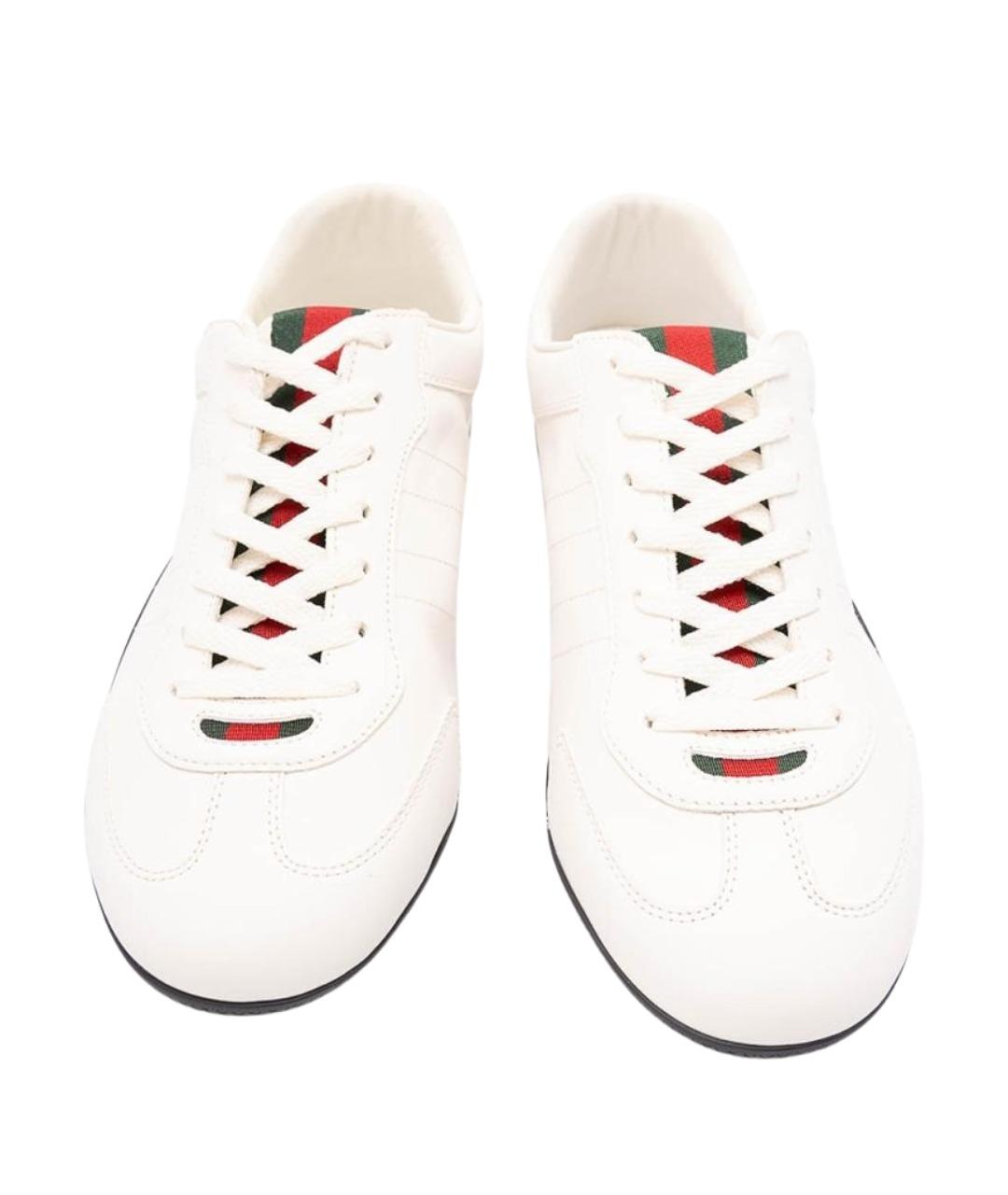 GUCCI Белые кожаные низкие кроссовки / кеды, фото 5