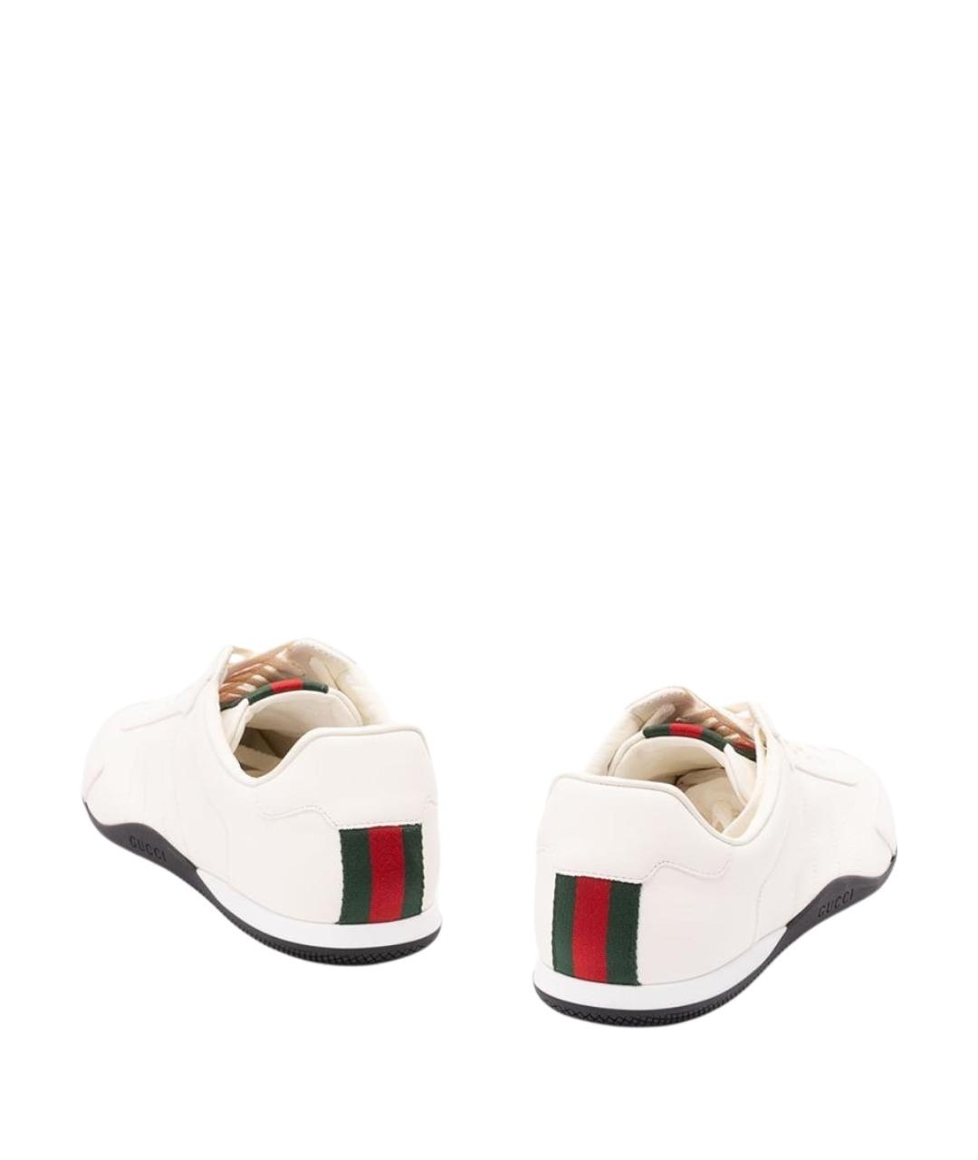 GUCCI Белые кожаные низкие кроссовки / кеды, фото 3