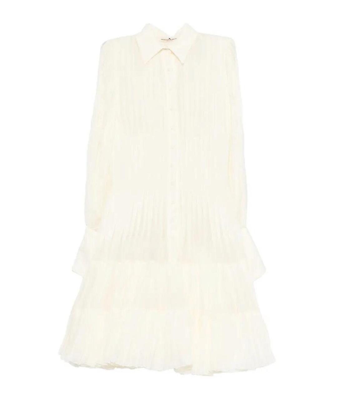 ERMANNO SCERVINO Белое шелковое коктейльное платье, фото 1