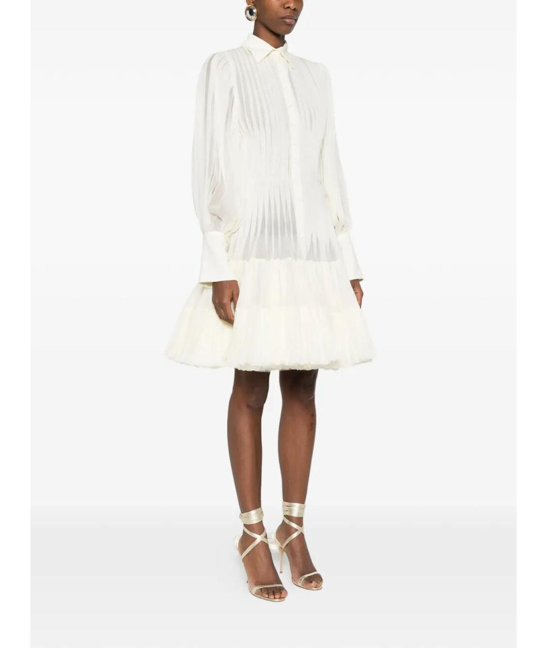 ERMANNO SCERVINO Белое шелковое коктейльное платье, фото 3