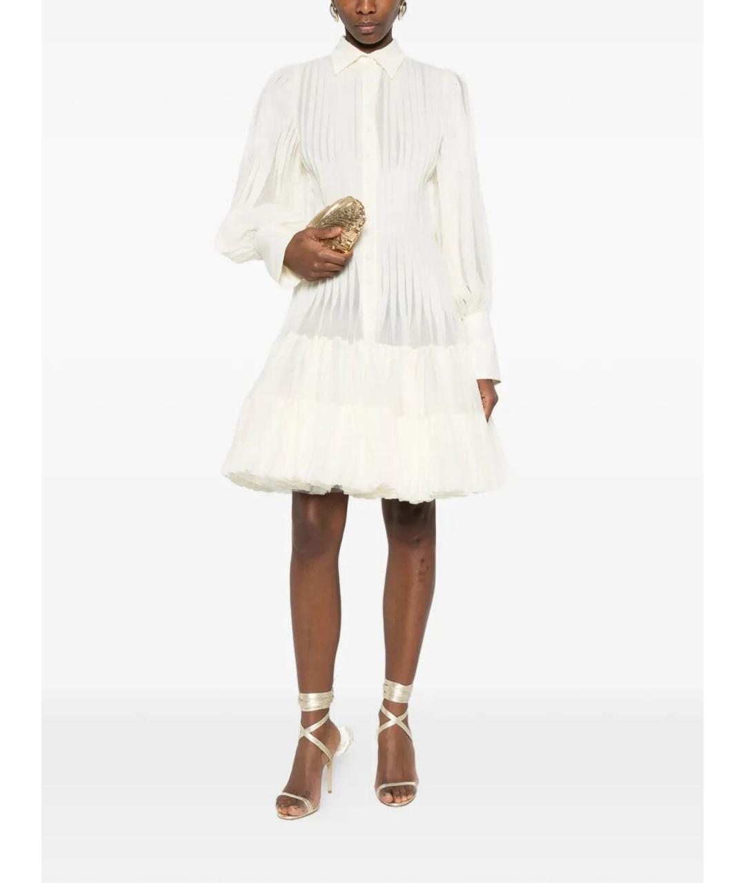 ERMANNO SCERVINO Белое шелковое коктейльное платье, фото 2