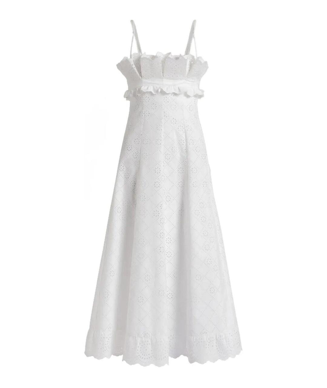 ALBERTA FERRETTI Белое хлопковое повседневное платье, фото 1