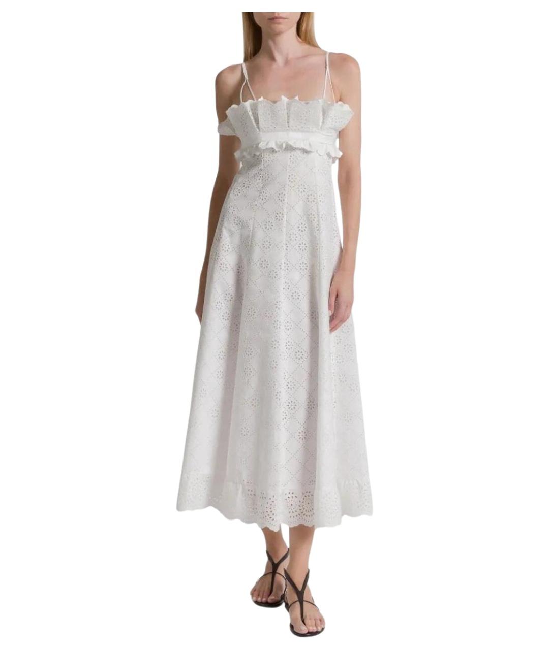 ALBERTA FERRETTI Белое хлопковое повседневное платье, фото 2