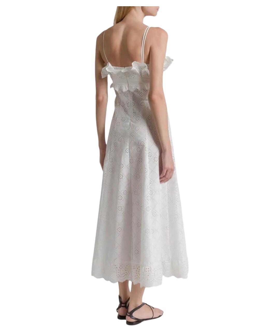ALBERTA FERRETTI Белое хлопковое повседневное платье, фото 3