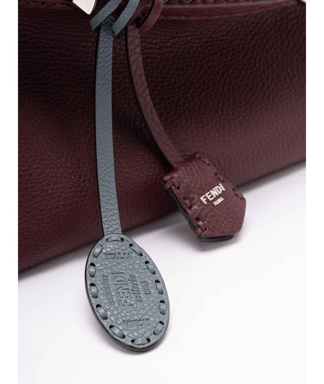 FENDI Бордовая кожаная сумка через плечо, фото 5