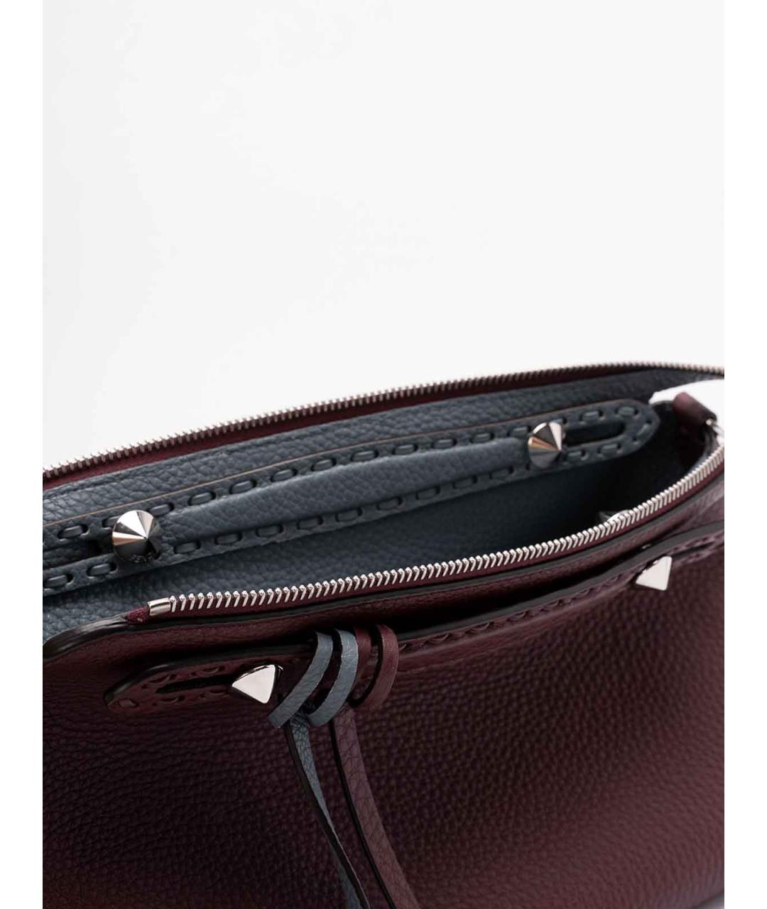 FENDI Бордовая кожаная сумка через плечо, фото 4