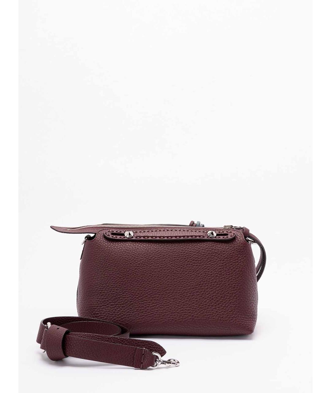 FENDI Бордовая кожаная сумка через плечо, фото 2