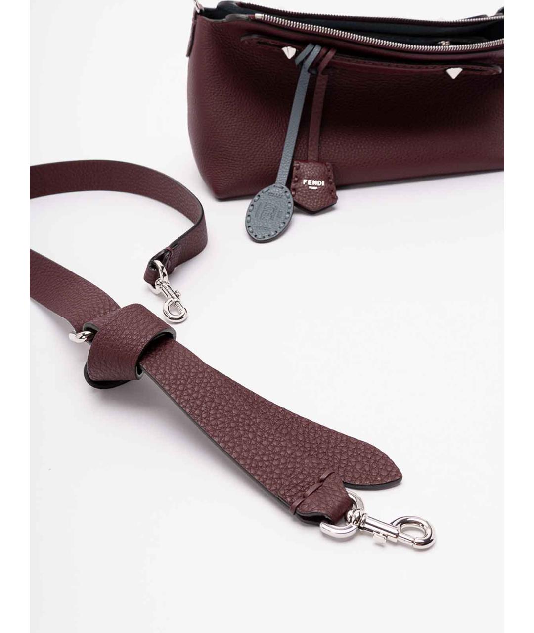 FENDI Бордовая кожаная сумка через плечо, фото 6