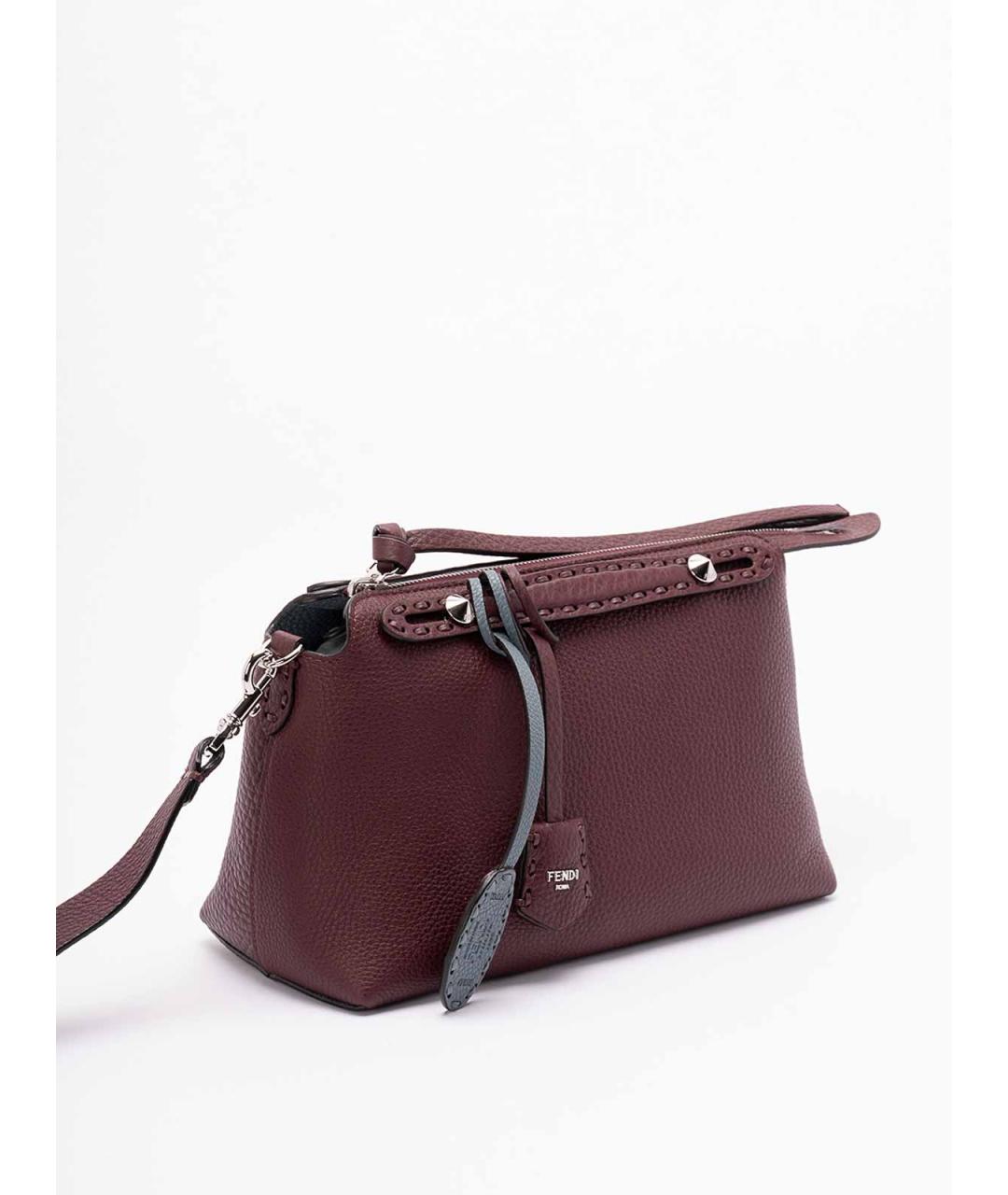 FENDI Бордовая кожаная сумка через плечо, фото 3