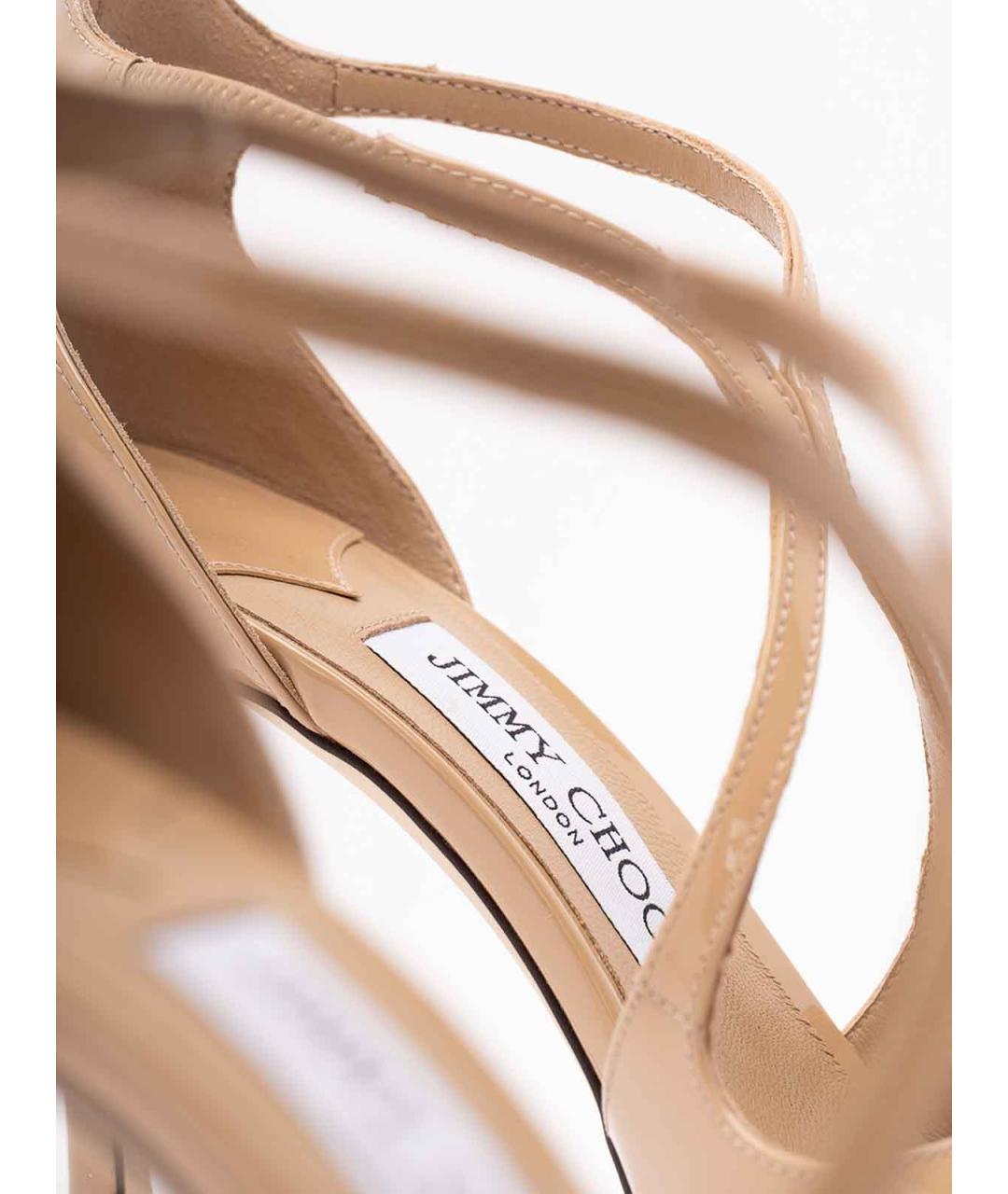 JIMMY CHOO Бежевые кожаные босоножки, фото 5