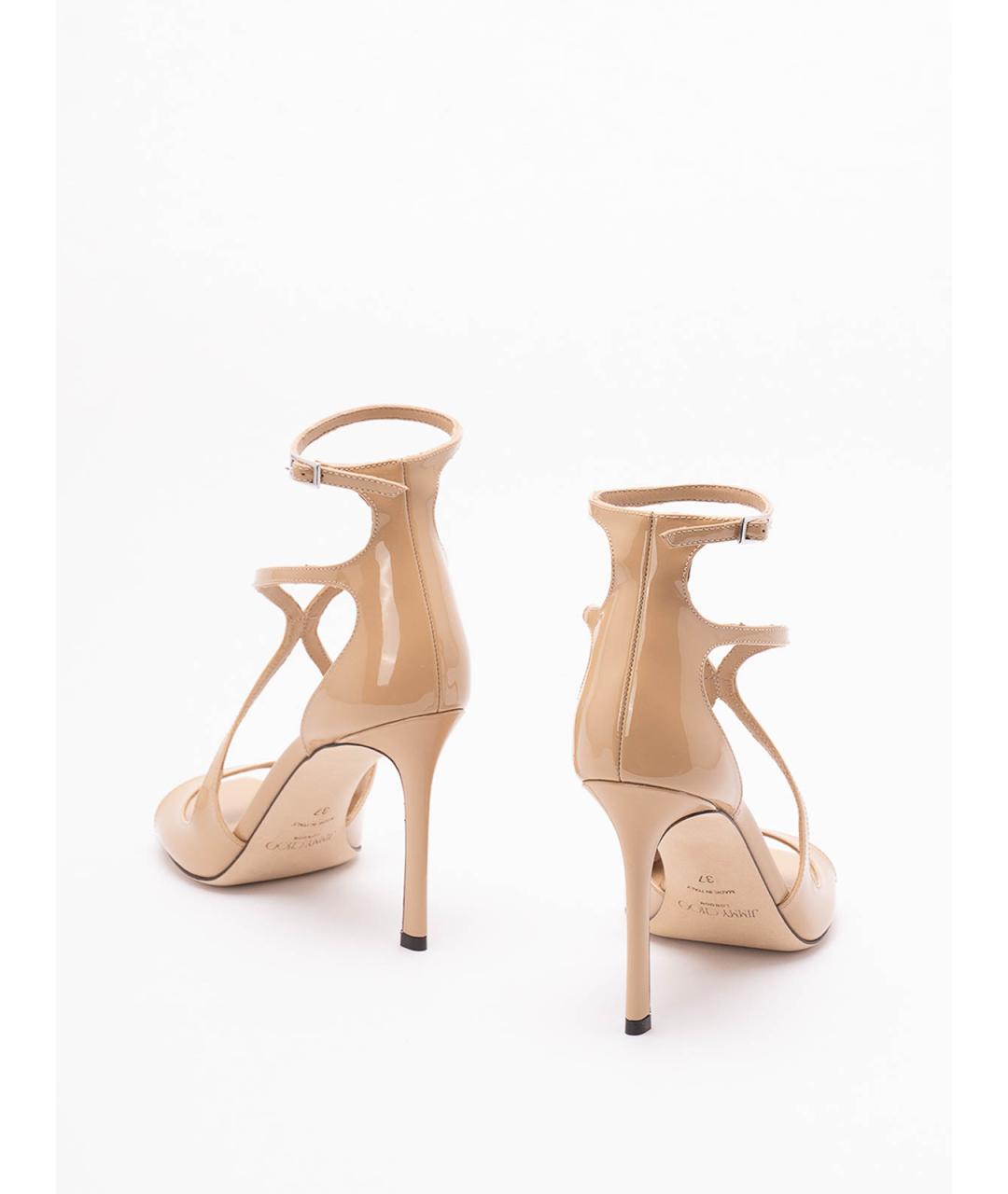 JIMMY CHOO Бежевые кожаные босоножки, фото 3