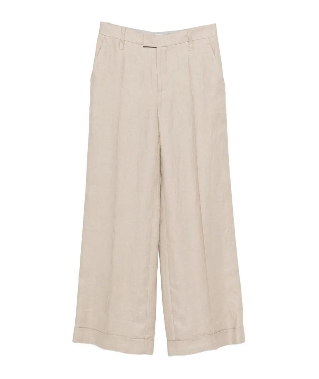BRUNELLO CUCINELLI Коричневые льняные брюки широкие, фото 1