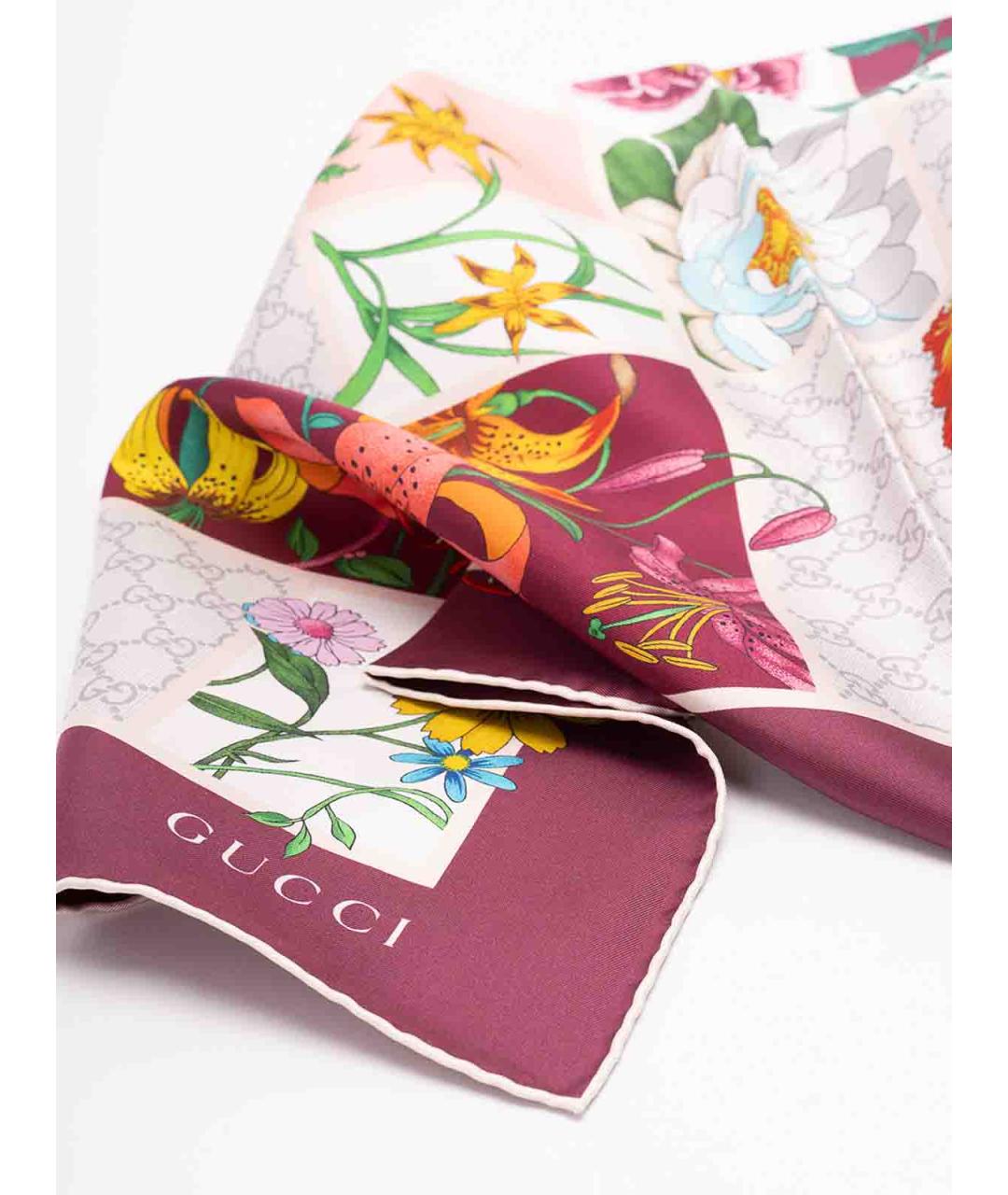 GUCCI Розовый шелковый платок, фото 2