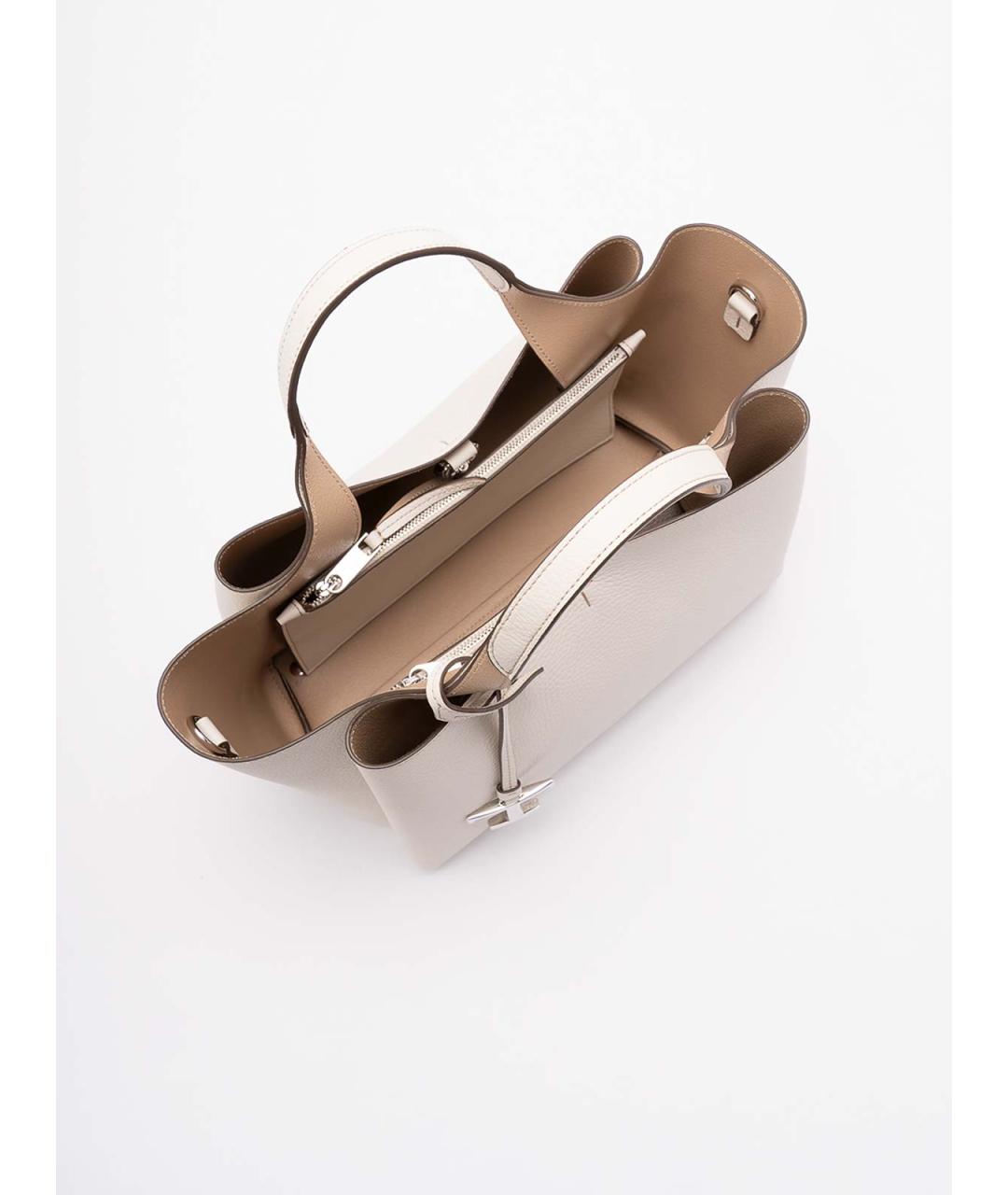 TOD'S Бежевая кожаная сумка тоут, фото 5