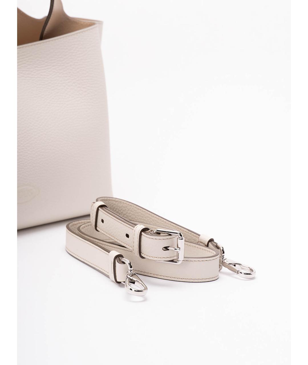 TOD'S Бежевая кожаная сумка тоут, фото 4
