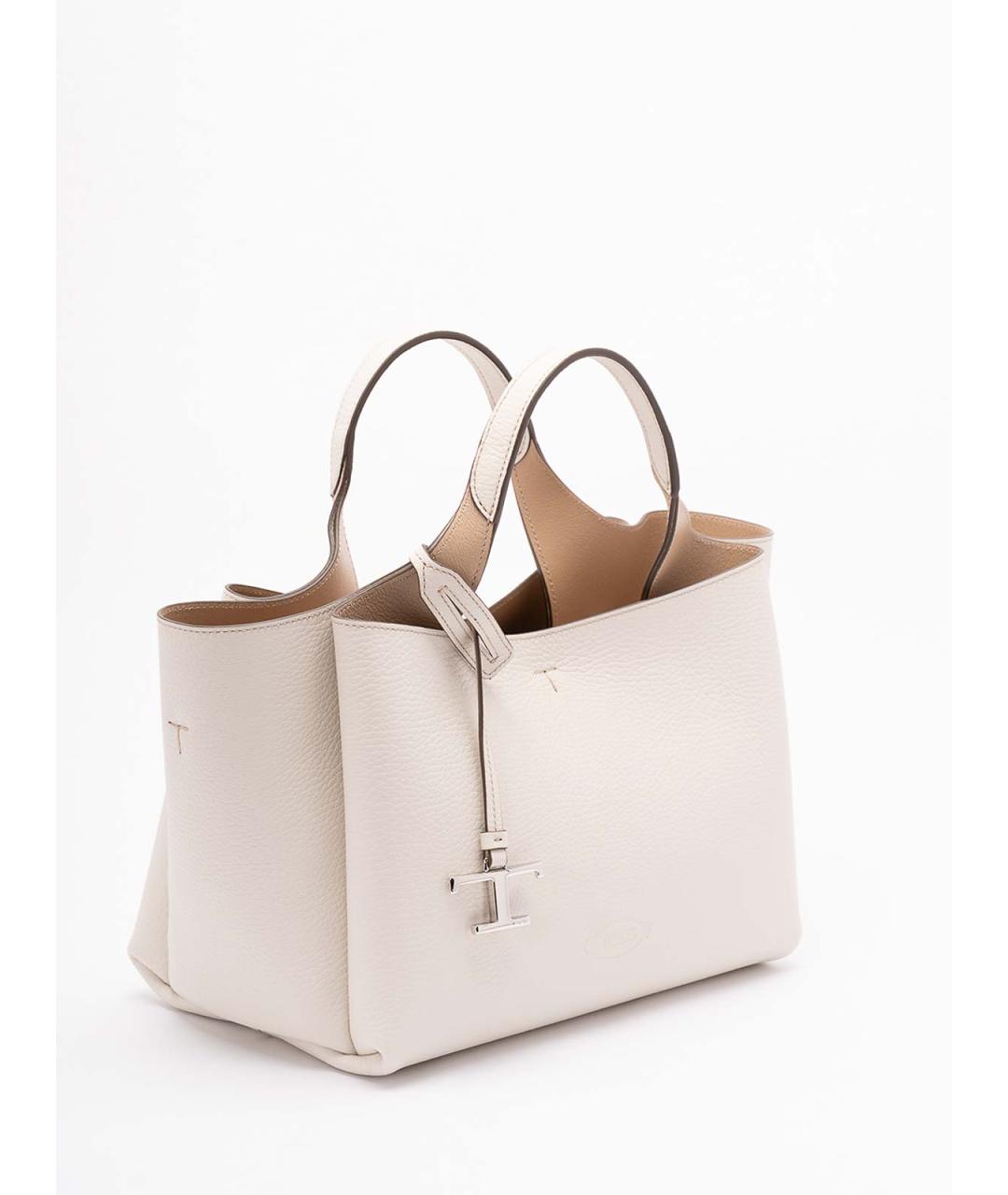 TOD'S Бежевая кожаная сумка тоут, фото 3