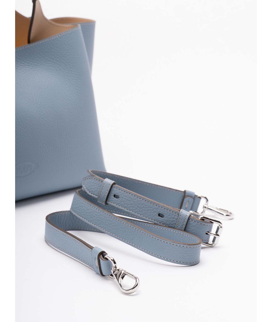 TOD'S Голубая кожаная сумка тоут, фото 4