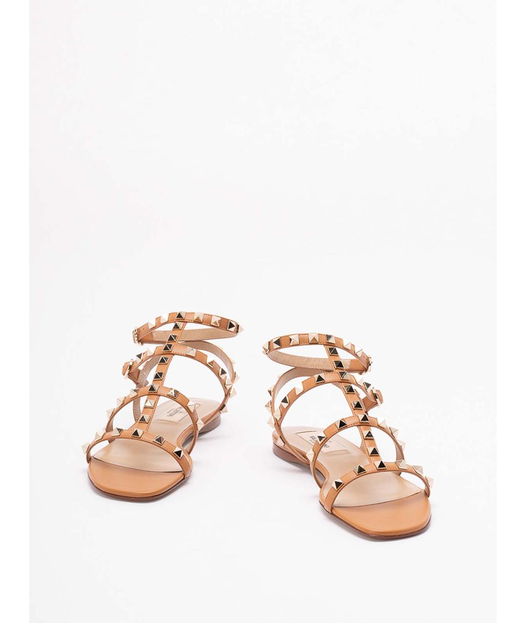 VALENTINO Бежевые кожаные босоножки, фото 2