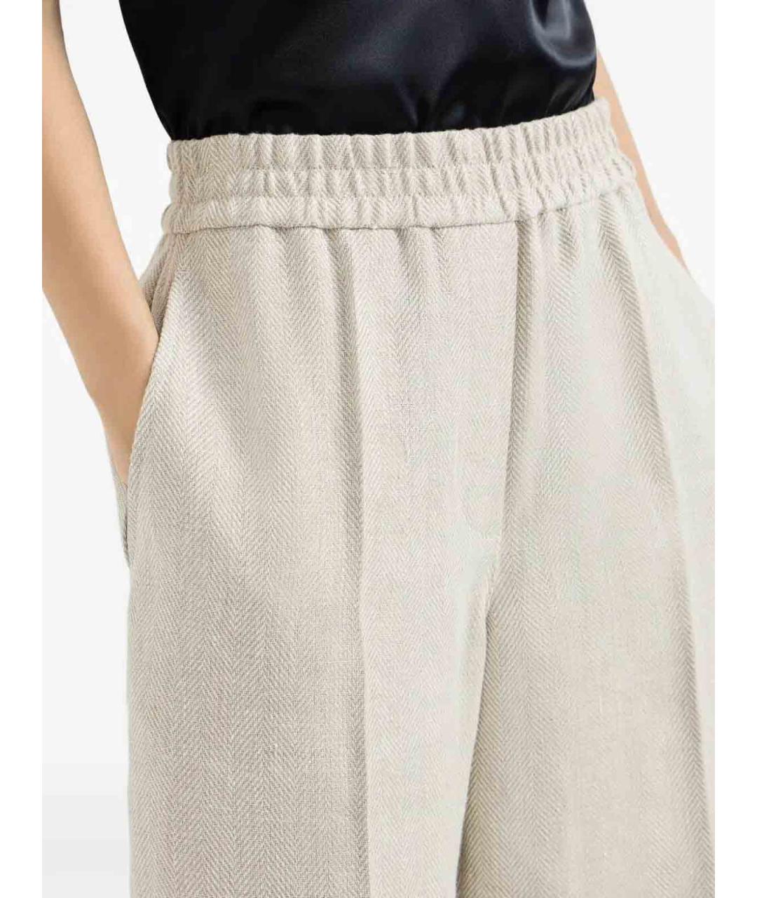 BRUNELLO CUCINELLI Бежевые хлопковые брюки широкие, фото 4