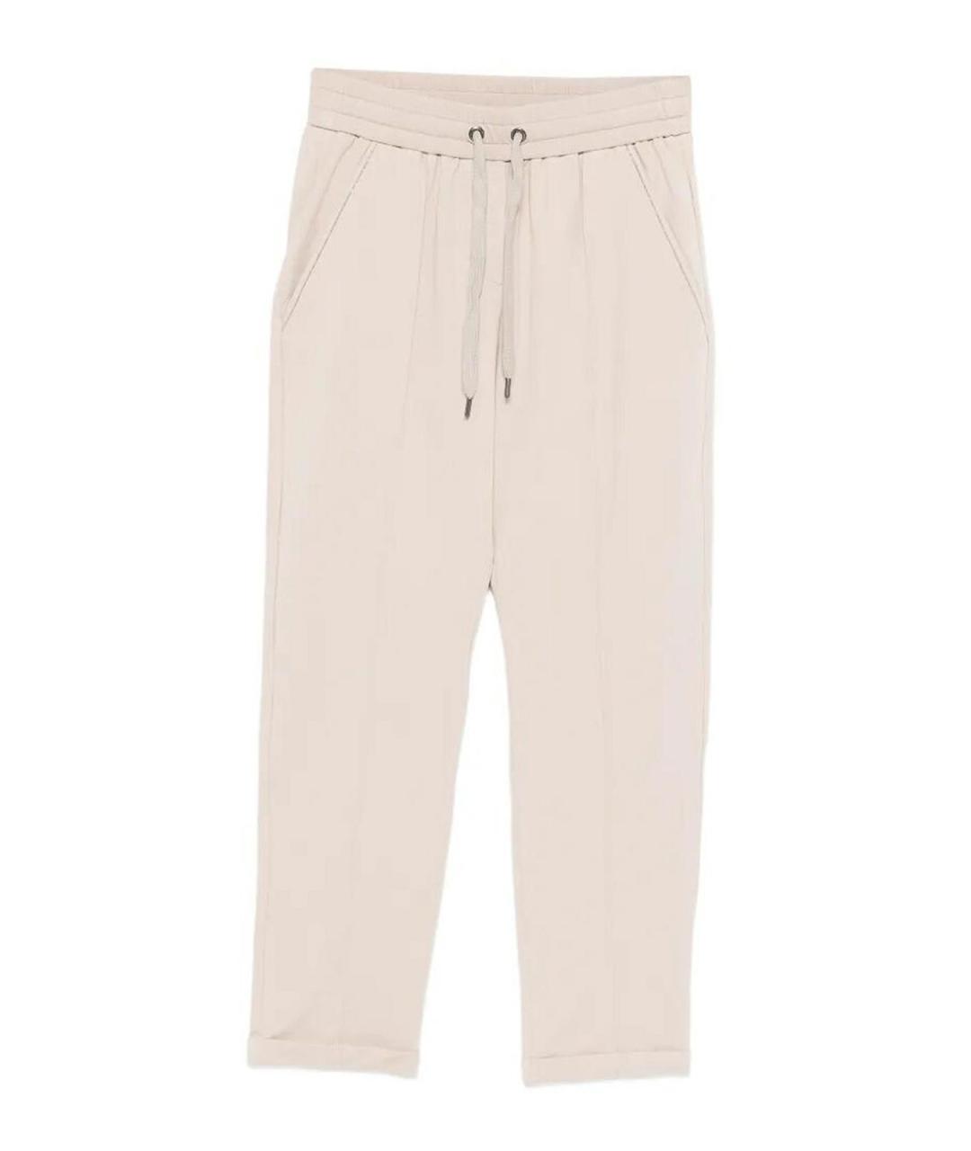 BRUNELLO CUCINELLI Бежевые хлопковые брюки узкие, фото 1