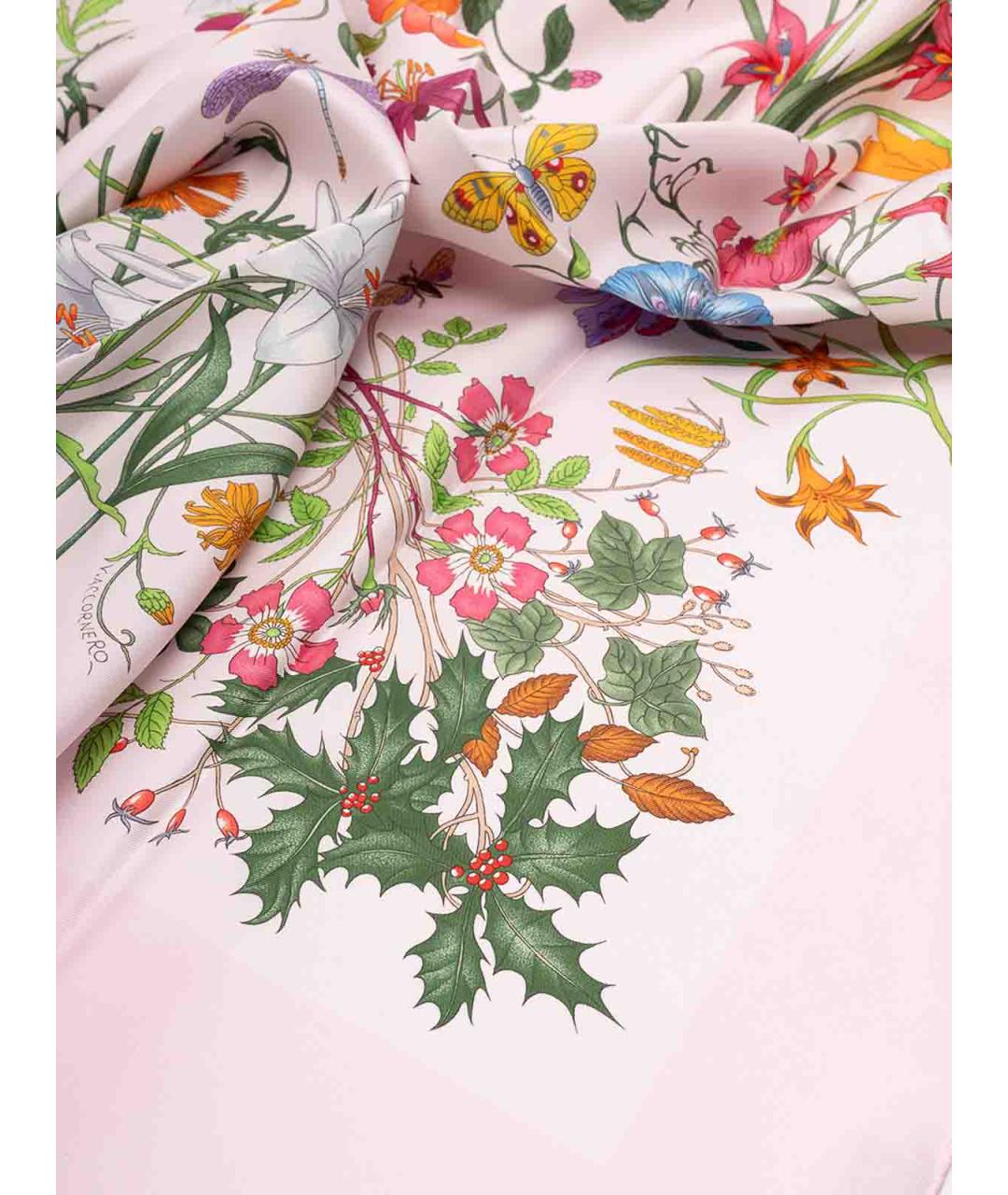 GUCCI Розовый шелковый платок, фото 4